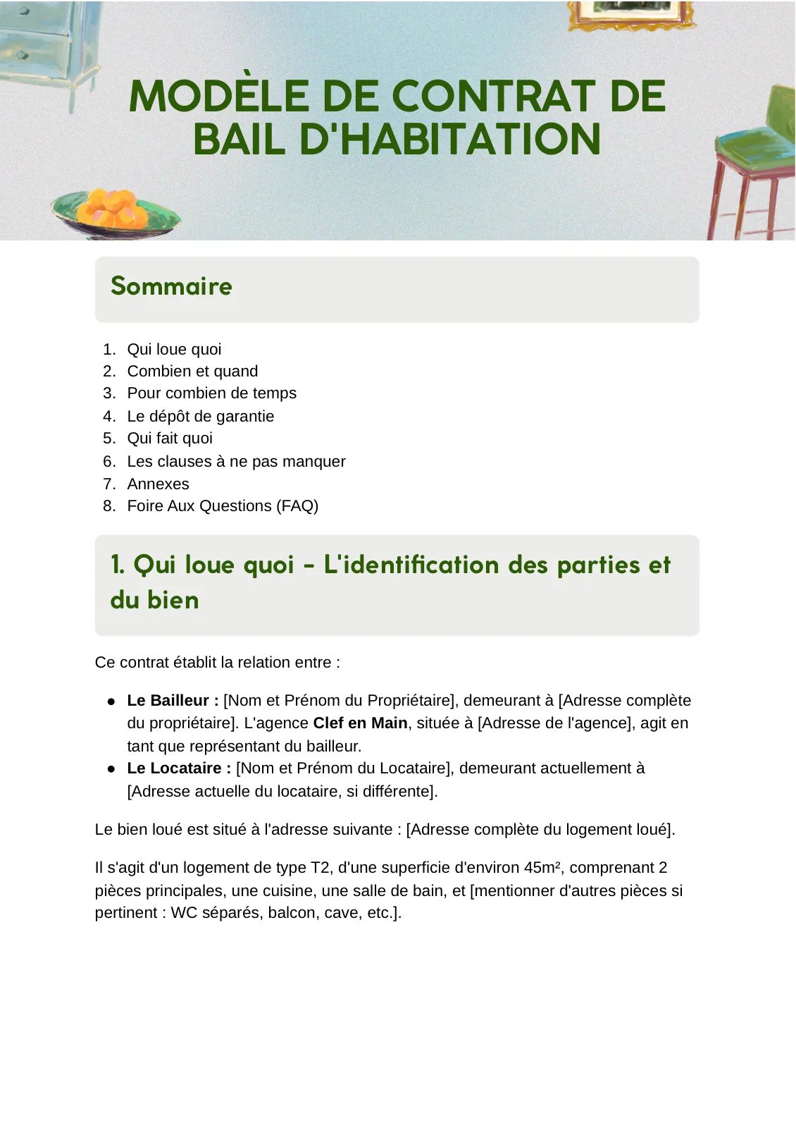 Contrat de bail illustré en Legal Design — VAM Design, Bordeaux